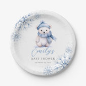 Winter Blue Polar Bear Paper Plates Papieren Bordje (Voorkant)