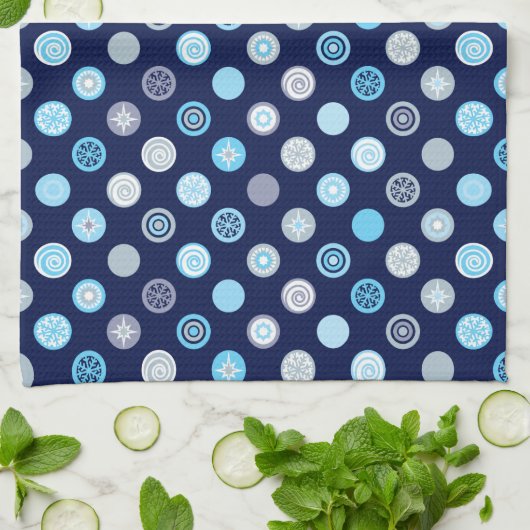 Winter Blue Polka Dot Kitchen Towel Theedoek (Gevouwen)
