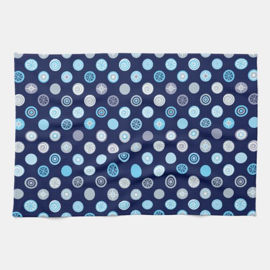 Winter Blue Polka Dot Kitchen Towel Theedoek (Horizontaal)