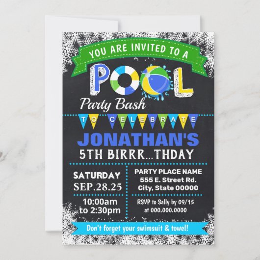 Winter Blue Pool verjaardagsfeest bash Kaart (Voorkant)