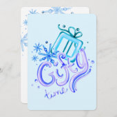 Winter Blue Purple Thank You Card with Snowflakes Bedankkaart (Voorkant / Achterkant)