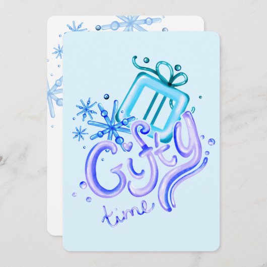 Winter Blue Purple Thank You Card with Snowflakes  Bedankkaart (Voorkant / Achterkant)