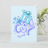 Winter Blue Purple Thank You Card with Snowflakes Bedankkaart (Staand voorkant)