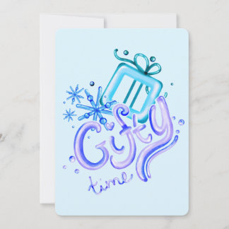 Winter Blue Purple Thank You Card with Snowflakes  Bedankkaart