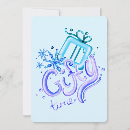 Winter Blue Purple Thank You Card with Snowflakes Bedankkaart (Voorkant)