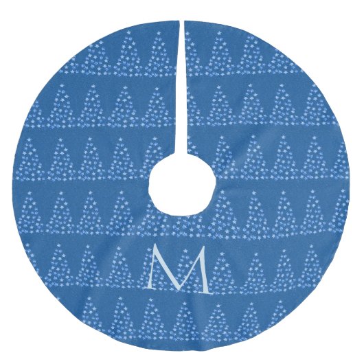 Winter Blue Retro Starry kerstbomen Pattern Kerstboom Rok (Voorkant)