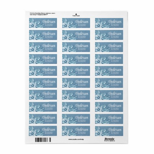 Winter Blue Return-adres Etiket (Full Sheet)