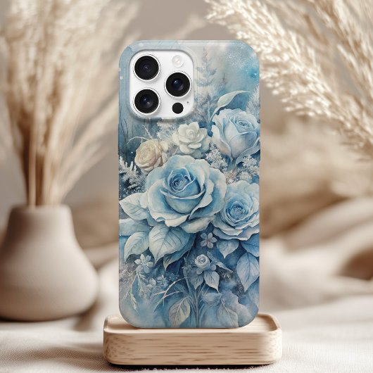 Winter Blue Roses - Elegant Ice Floral iPhone Hoesje
