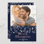 Winter Blue Silver Elegant Kerstfeestdag foto Feestdagenkaart (Voorkant / Achterkant)