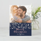 Winter Blue Silver Elegant Kerstfeestdag foto Feestdagenkaart (Staand voorkant)