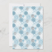 Winter Blue & Silver Snowflake Baby Birth Announce Aankondiging (Achterkant)