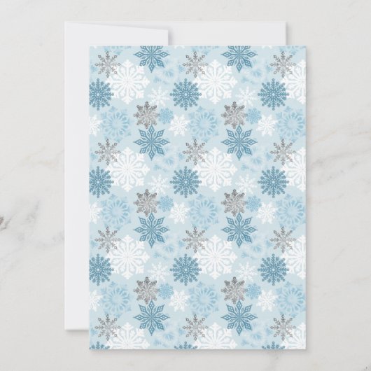 Winter Blue & Silver Snowflake Baby Birth Announce Aankondiging (Achterkant)