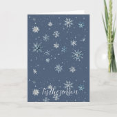 Winter Blue Silver Snowflakes Christmas Kaart (Voorkant)