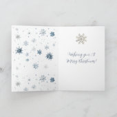 Winter Blue Silver Snowflakes Christmas Kaart (Binnen)