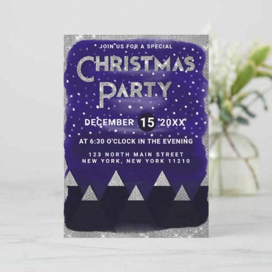 Winter Blue Silver Snowy Mountains kerst Kaart (Staand voorkant)