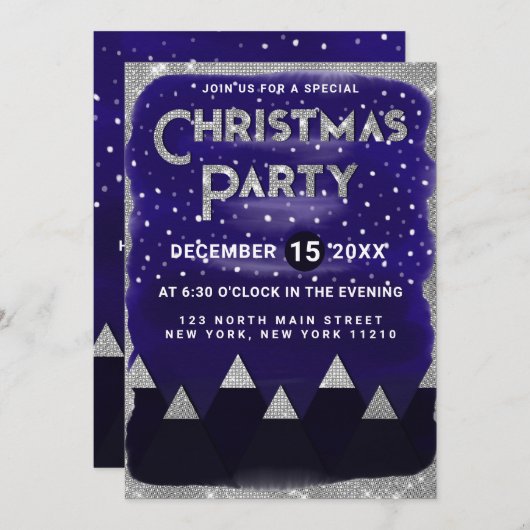 Winter Blue Silver Snowy Mountains kerst Kaart (Voorkant / Achterkant)