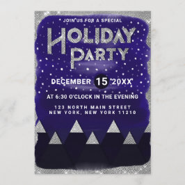 Winter Blue Silver Snowy Mountains Vakantiefeest Kaart