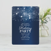 Winter Blue Silver Sparkling Lights Holiday Party Kaart (Staand voorkant)