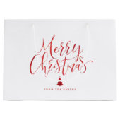 Winter Blue Simple Calligraphy Merry Kerstry Groot Cadeauzakje (Voorkant)