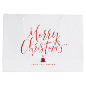 Winter Blue Simple Calligraphy Merry Kerstry Groot Cadeauzakje (Achterkant)