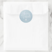 Winter Blue Simple Calligraphy Merry Kerstry Ronde Sticker (Tas)