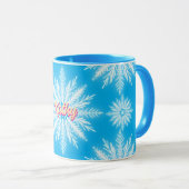 Winter Blue Snow Fake naam Gepersonaliseerd Mok (Voorkant rechts)