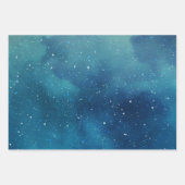 Winter Blue Snow Glitter Sky kerstfeestmaal Inpakpapier Vel (Voorkant)