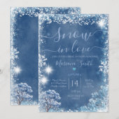 Winter Blue Snow in Love Tree Vrijgezellenfeest Kaart (Voorkant / Achterkant)