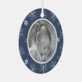 Winter Blue Snowflake Cute Foto gepersonaliseerd Metalen Ornament (Voorkant Rechts)