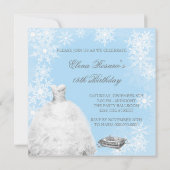 Winter Blue Snowflake Foto Quinceanera Uitnodiging (Achterkant)