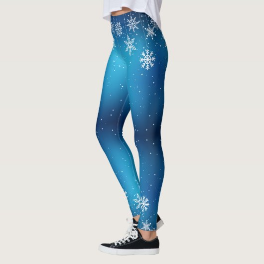 Winter Blue Snowflake-kerstLeggings Leggings (Links)
