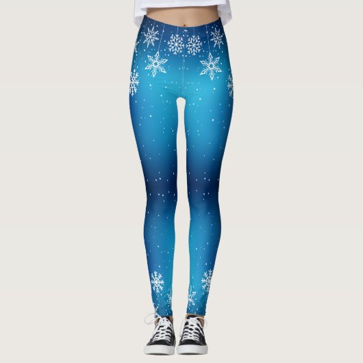 Winter Blue Snowflake-kerstLeggings Leggings (Voorkant)