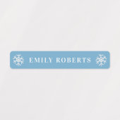 Winter Blue Snowflake Kinder naam Waterbestendige  Labels (Design 2)