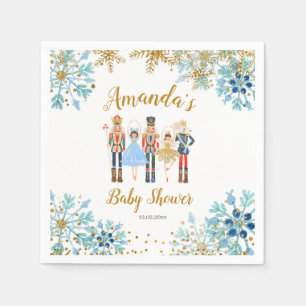 Winter Blue Snowflake Nutkraker Paper Napkins Servet