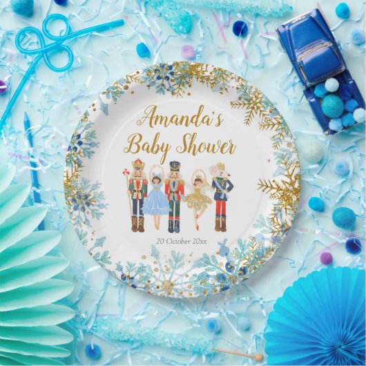 Winter Blue Snowflake Nutkraker Paper Party Bord (Feest)