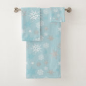 Winter Blue Snowflake Pattern Bad Handdoek (Insitu)