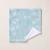 Winter Blue Snowflake Pattern Bad Handdoek (Wasdoekje)