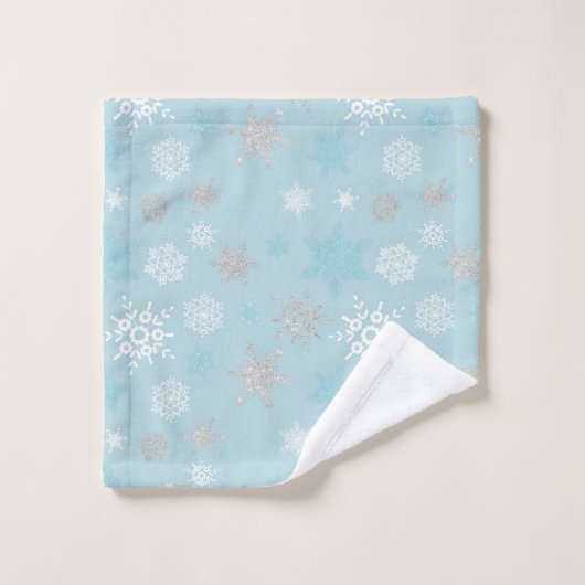 Winter Blue Snowflake Pattern Bad Handdoek (Wasdoekje)