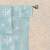 Winter Blue Snowflake Pattern Bad Handdoek