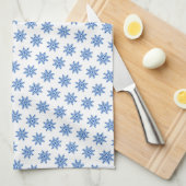 Winter Blue Snowflake Pattern Theedoek (Quarter Fold)