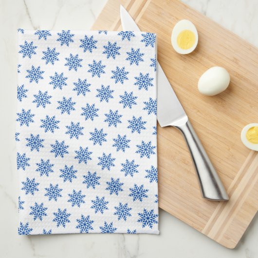 Winter Blue Snowflake Pattern Theedoek (Quarter Fold)