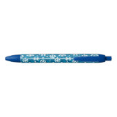 Winter Blue Snowflake Pattern Zwarte Inkt Pen (Achterkant)