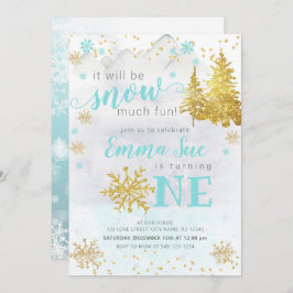 Winter Blue Snowflake Snow Veel plezier gedag Kaart