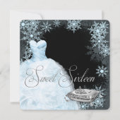 Winter Blue Snowflake Sweet Sixteen Kaart (Voorkant)