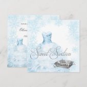 Winter Blue Snowflake Sweet Sixteen Kaart (Voorkant / Achterkant)