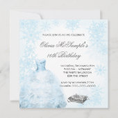 Winter Blue Snowflake Sweet Sixteen Kaart (Achterkant)