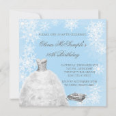 Winter Blue Snowflake Sweet Sixteen Kaart (Achterkant)