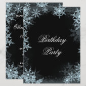 Winter Blue Snowflake Verjaardagsfeest Kaart (Voorkant / Achterkant)