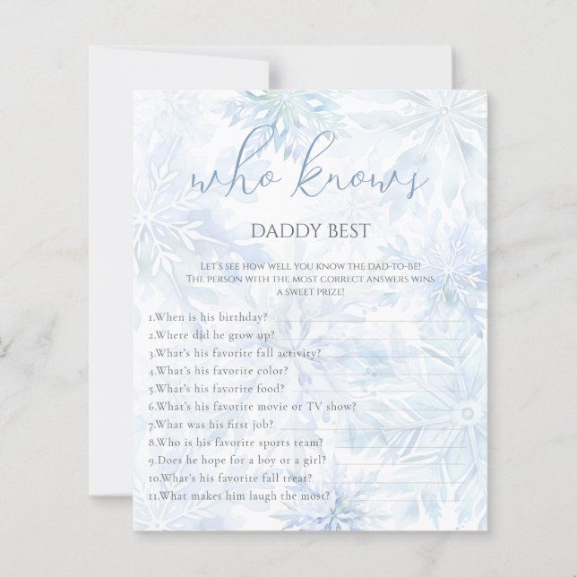 Winter Blue Snowflake Who Knows Daddy Game (Voorkant)