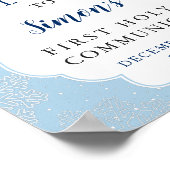 Winter Blue Snowflakes Boy First Heilige Communie Poster (Hoek)